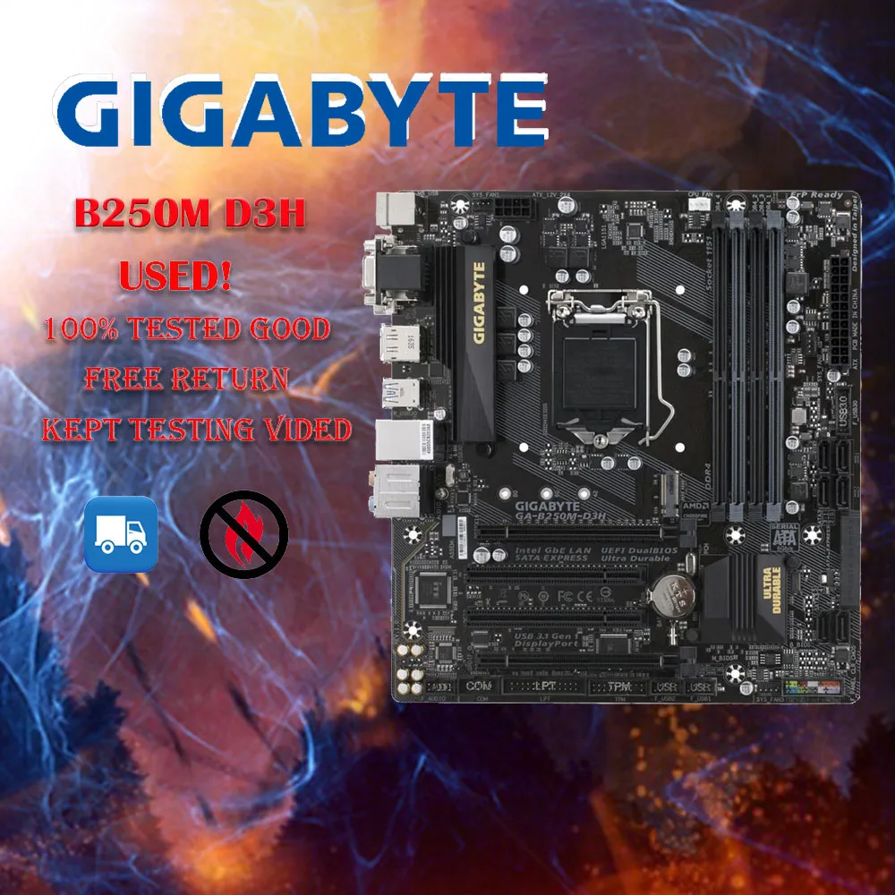 

Б/у десктопная Материнская плата Gigabyte B250M D3H LGA 1151 с поддержкой 6-го/7-го поколения i7 i5 i3 DDR4 64 Гб M.2 SSD