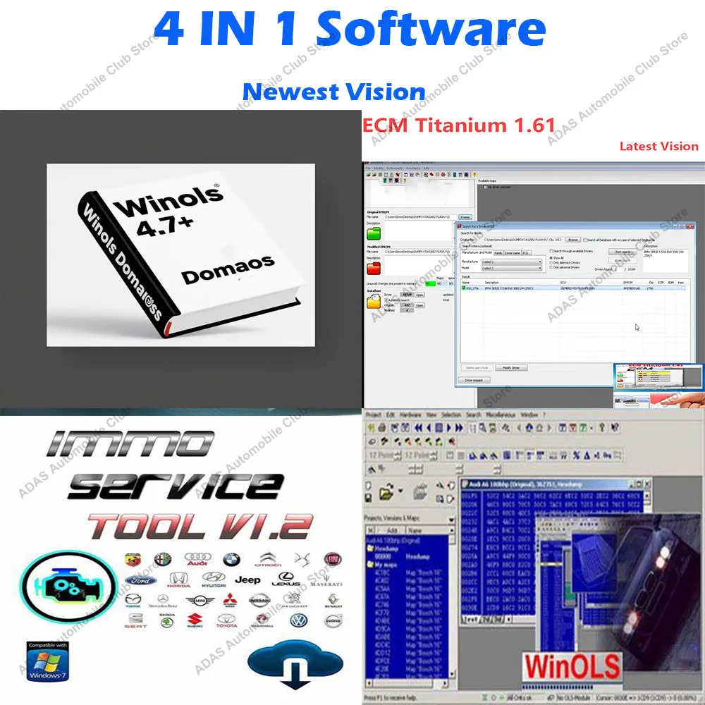 

New WinOLS 4.7 Auto Tuning Software + 2021 Damos & ECM Titanium | IMMO Service Tool V1.2 | Full ECU Data Package| Car Diagnostic