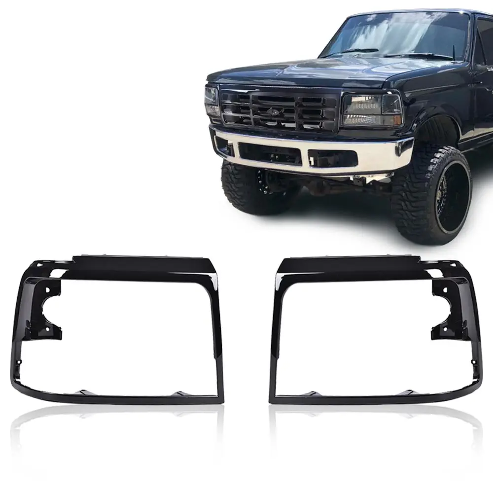 

2Pcs Headlight Door Grille Left & Right Side Fit for 1992-1996 Ford F150 F250 F350 Black Strong Durable Sturdy Car Exterior