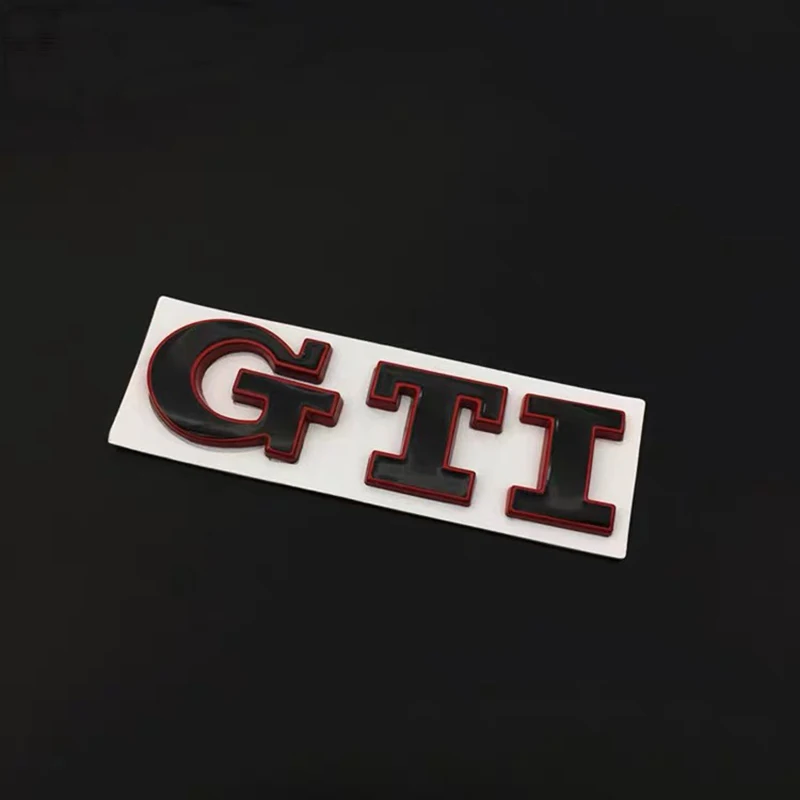 

GTI Wording Emblem Chrome Stickers Mark Metal Lappet Decals Labeling (Red&Black)