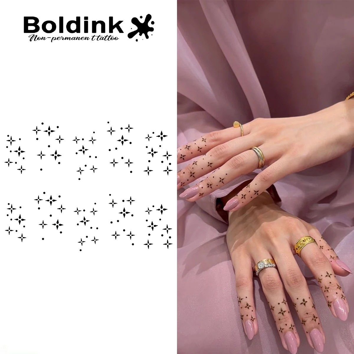 Stars Temporary Tattoo,Lasts To 15 Days New Technology Magic Waterproof Semi Permanent Sticker.