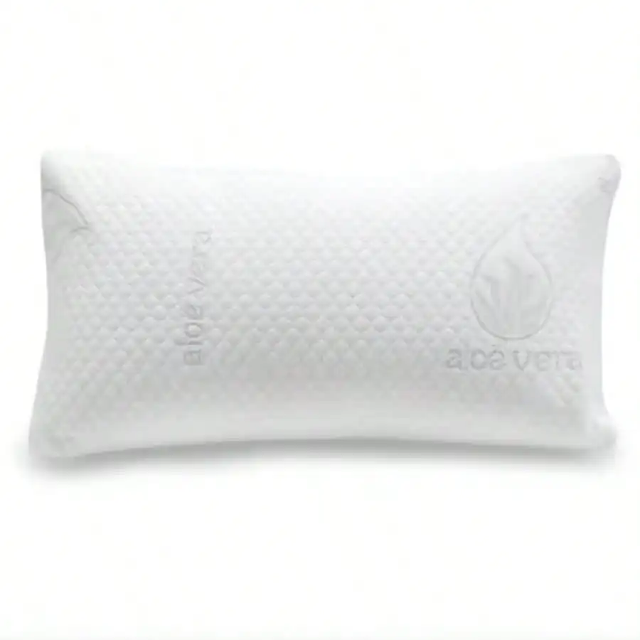 Almohada de Aloe Vera Relleno de Copos de Poliuretano, Suave, Transpirable, Higiénica y Ergonómica. Proporciona Confort y un Descanso Optimo.