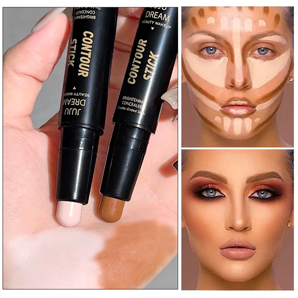 Dwustronny korektor do rozświetlania i konturowania – wodoodporny, trwały, unisex, łatwy do blendowania twarzy i oczu, dla wszystkich rodzajów skóry