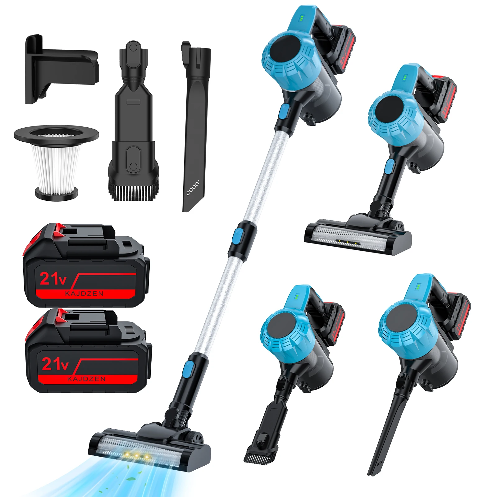 3800W Kabelloser Aufrechter Staubsauger mit Digitalanzeige LED-Licht für Makita-Akku Hohe Saugkraft für Hartholz Teppich Fliesen Marmor
