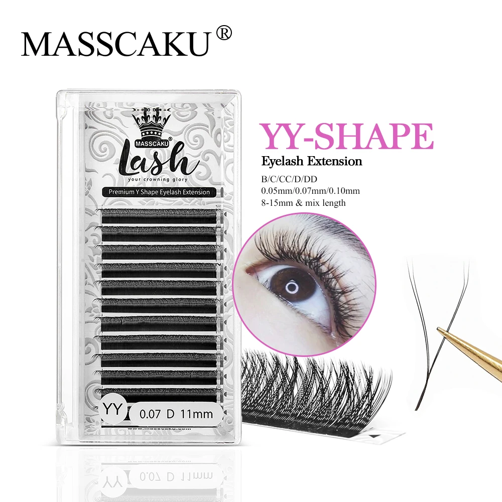 

Premium Quality C D Curl Natural Look Professionals YY Lashes Matte Black Soft YY Shape Premade Volume Fans Eyelash Extensions