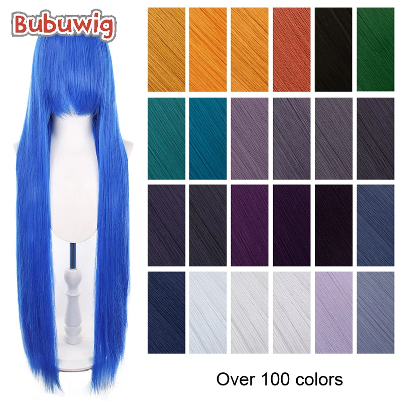

Синтетические парики Bubuwig, новый стиль, 100 см, длинные прямые парики для косплея, 46 цветов, аниме, Хэллоуин, серые, синие, зеленые, термостойкие