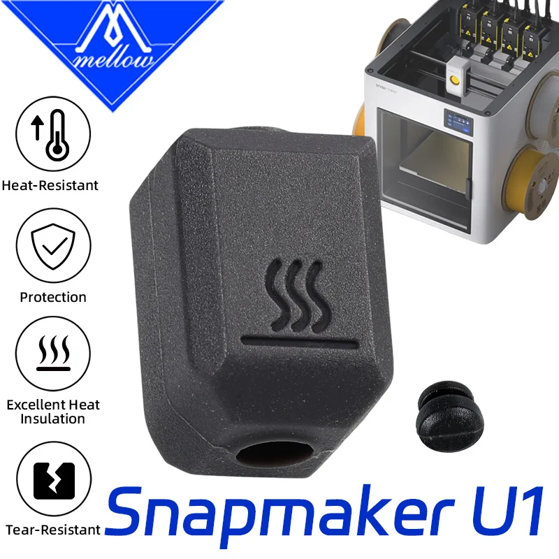 

Комплект силиконовых накладок Mellow For Snapmaker U1 Hotend: термозащитный рукав от протечек и уплотнитель верхнего сопла для стабильной экструзии