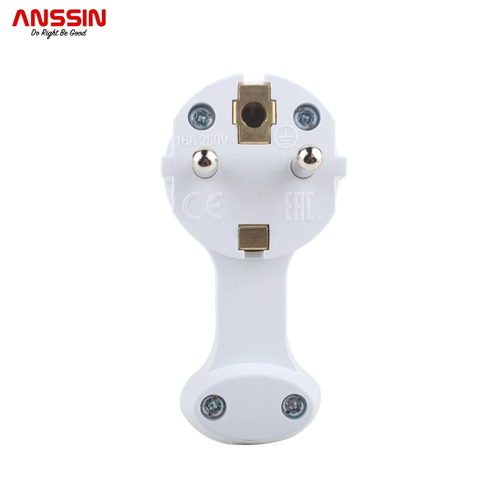 Extra Flat Plug With Folding Handle Protruding Only 8mm 230V 16A Socket 90° White Ground Contact Adapter  European Standard