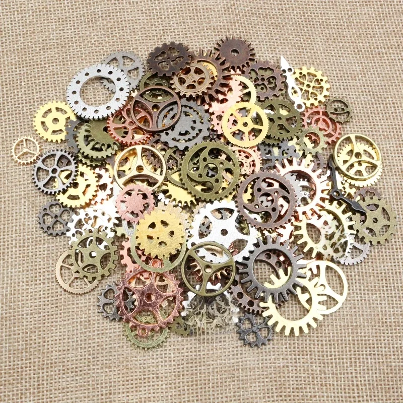 Mix 50 sztuk w stylu Vintage Steampunk biegów wisiorek Charms antyczny brąz posrebrzane Fit bransoletki naszyjnik DIY tworzenia biżuterii z metalu — zdjęcie 2