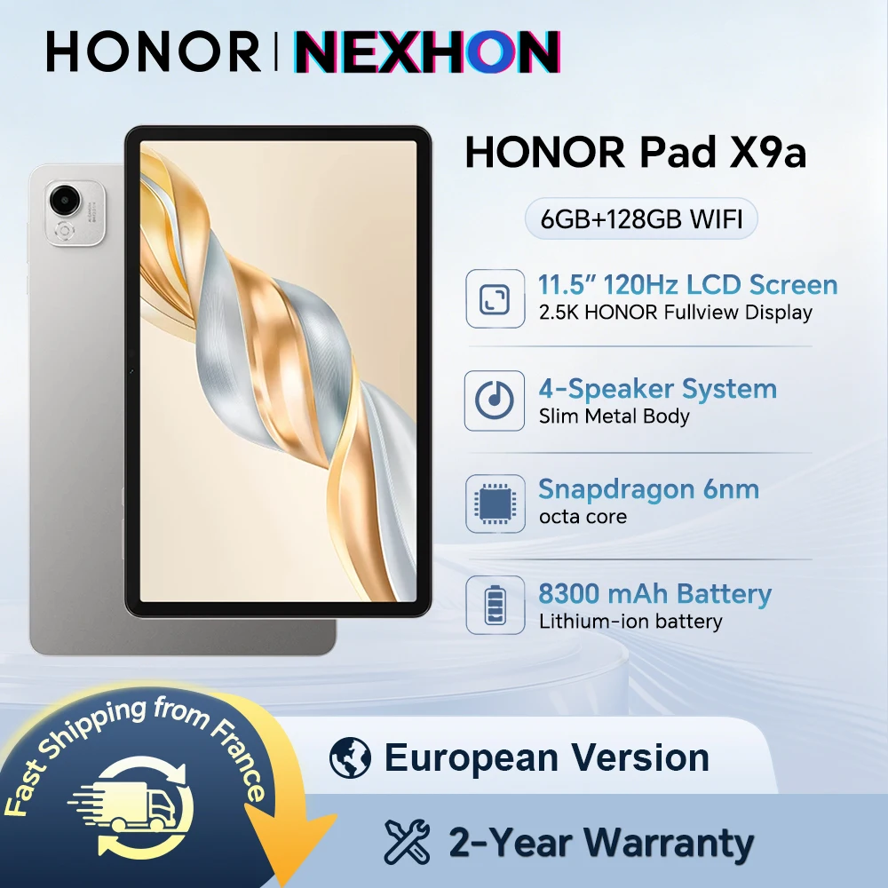 HONOR Pad X9a, Versión EU, Tablet WIFI, Pantalla HONOR Fullview de 11.5 pulgadas 120Hz 2.5K, 6GB+128GB, Cuerpo Metálico Delgado, Tablet Android HONOR