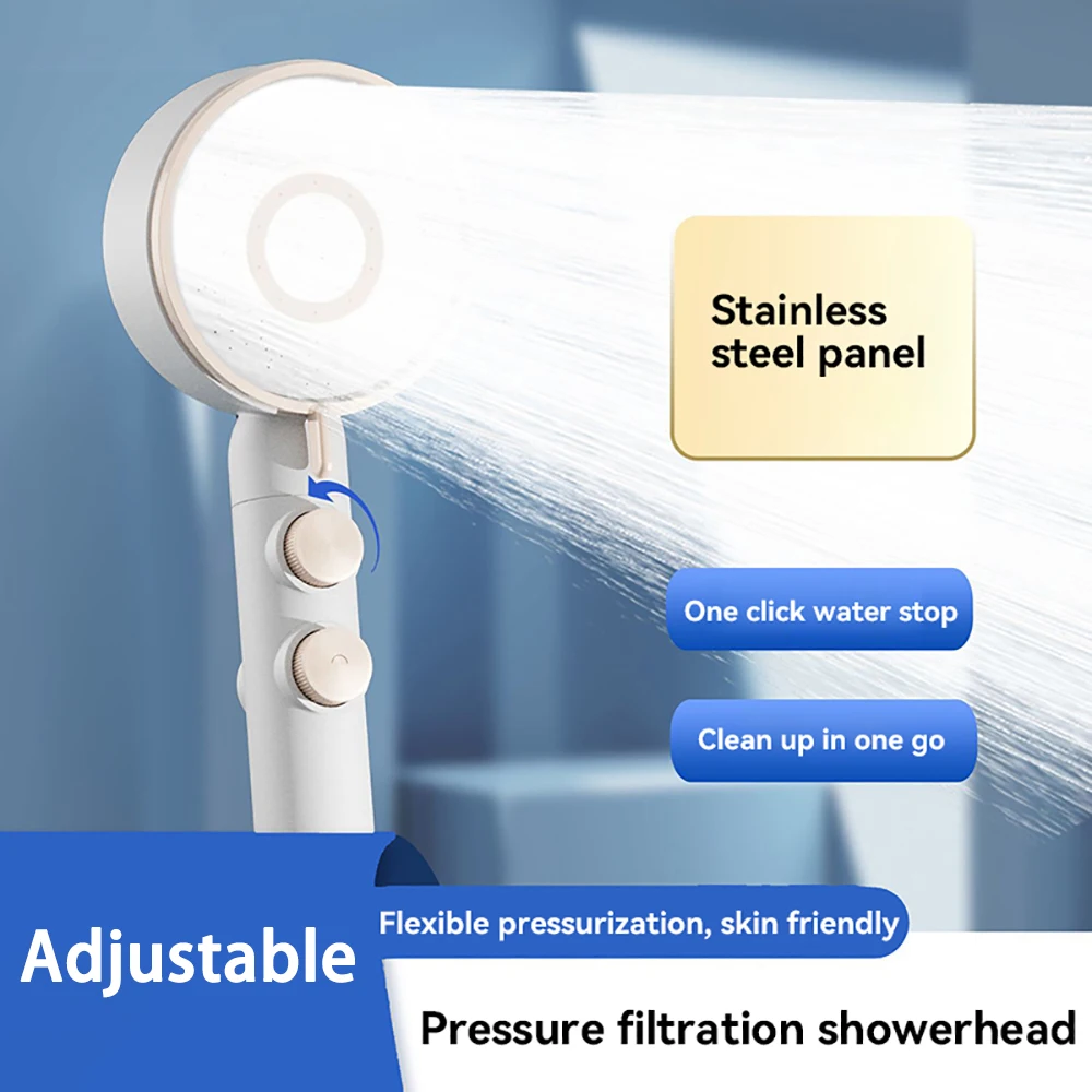 

5 Mode Large Flow Showerhead Adjustable Shower Head Rainfall High Pressure Water Saving Shower Mixer Bathroom Accessories