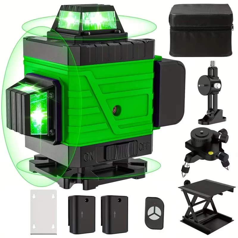 4D 16-lijns groene laserwaterpas met zelfnivellering en oplaadbare lithiumbatterij voor interieurontwerp en constructie - afbeelding 2