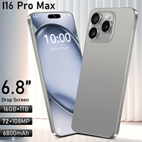 New Smartphone I16 Pro max Global version Mobile Phone16G+1T 6.8'' HD+ Android 14 6800mAh 4G/5G Networks Snapdragon 8 gen3 108MP