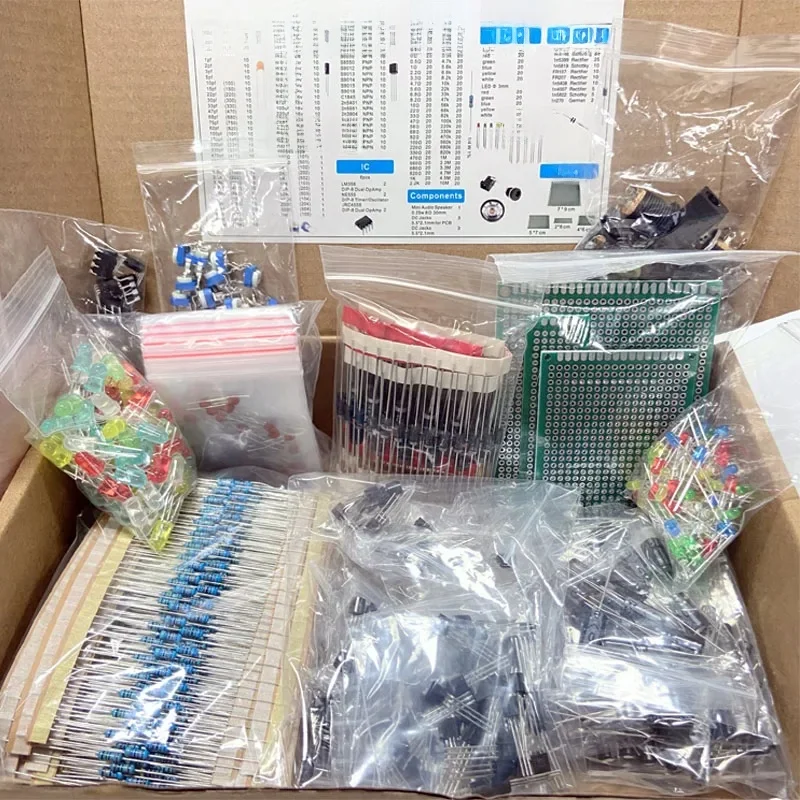 1818 pièces condensateurs communs résistances condensateurs T0-92 LED Transistors carte PCB DIP-IC RM065 diodes Kit de composants électroniques
