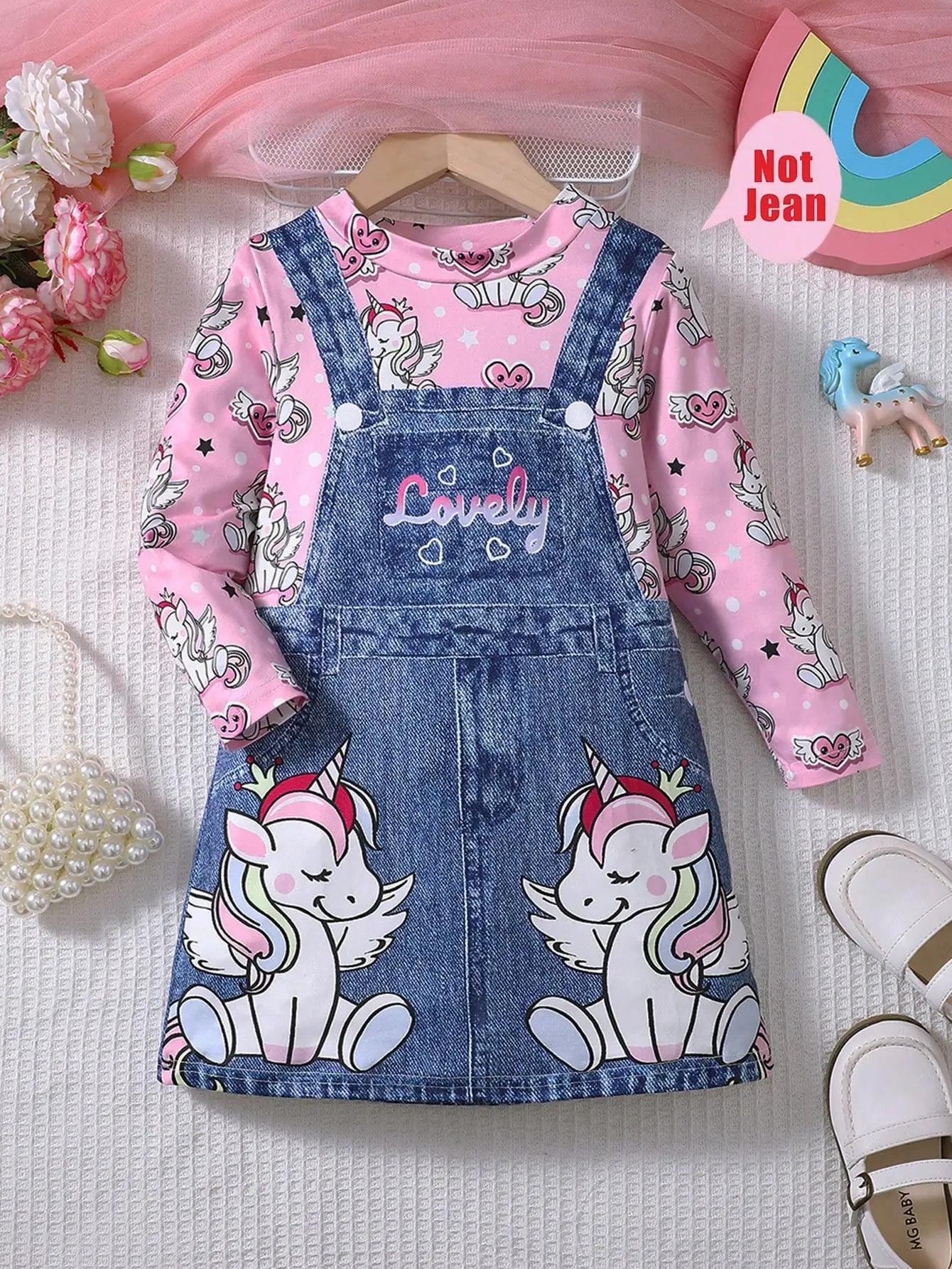 Robe licorne imprimée en 3D pour filles, mignonne, teinture par nouage, col rond, tricotée, manches longues, cadeau de fête pour enfants, printemps et automne
