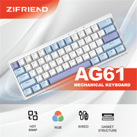 ZIFRIEND AG61 61 Keys Mini Mechanical Keyboard 60% Wired Gaming Keyboard Rainbow RGB Hot Swap Russian/Spanish/Brazilian Gasket