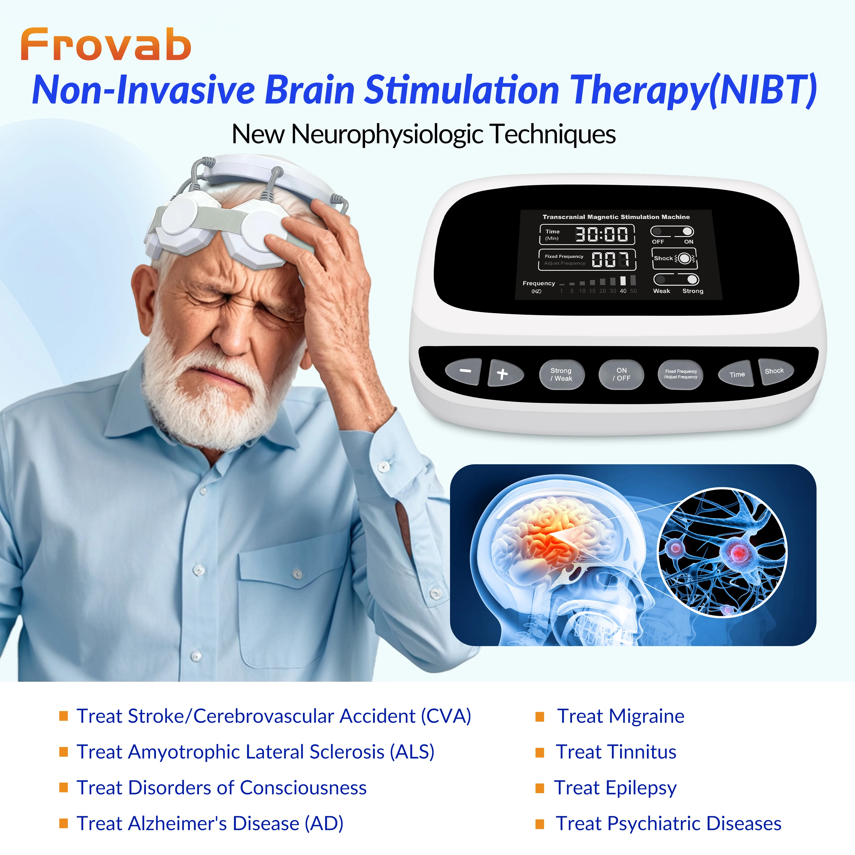Professional rTMS Transcranial Magnetic Stimulation Device Non-invasive Brain Stimulator for Parkinson's & Stroke Rehabilitation
