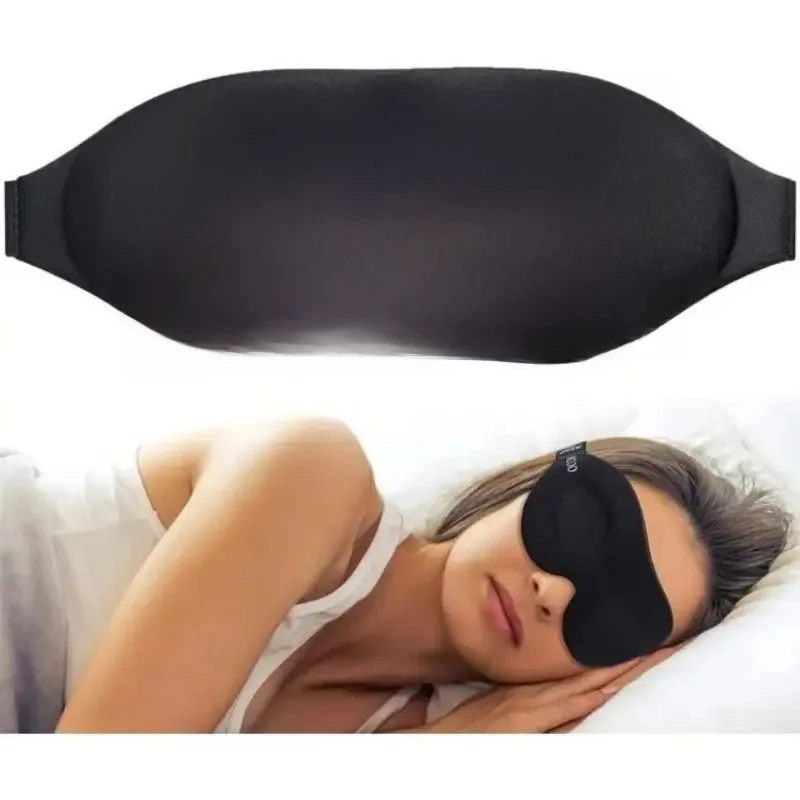 Masque pour les yeux 3D réglable adapté aux hommes et aux femmes sans pression sur les yeux Masque pour les yeux respirant et bloquant la lumière Noir