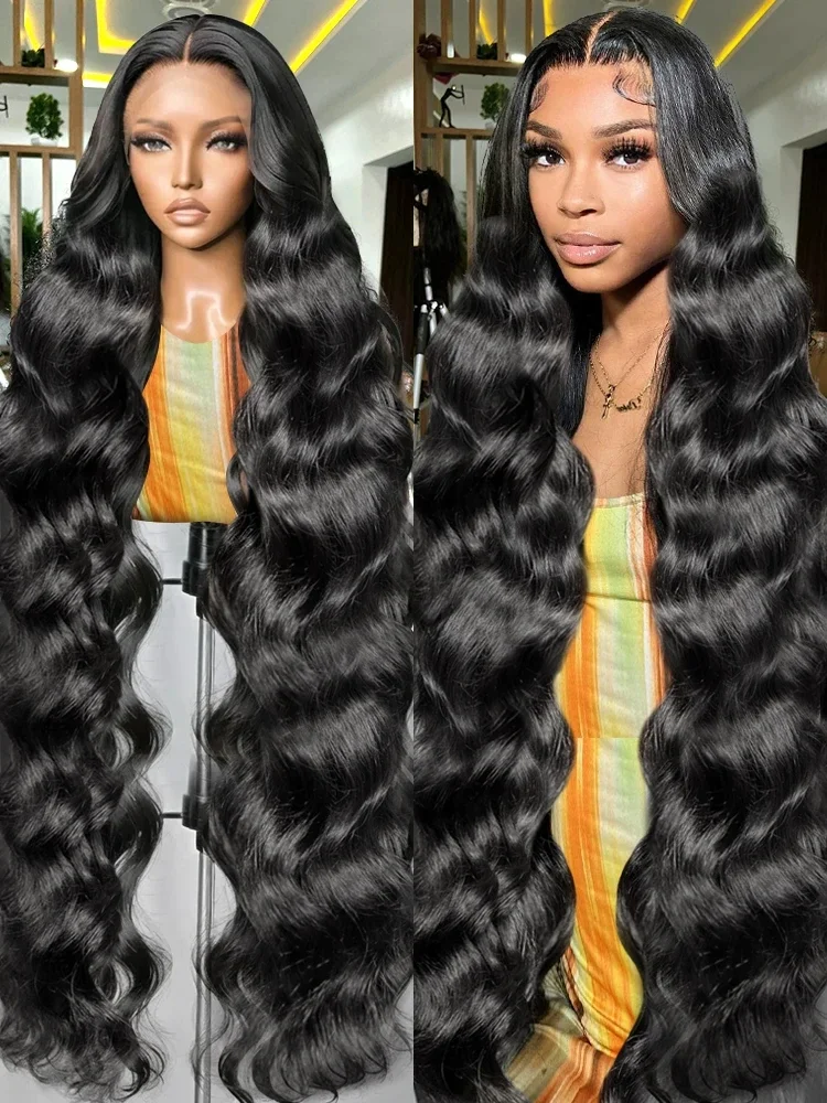 30 34Inches Body Wave 13x6 13x4 HD Transparent Brazilian Lace Frontal Wig 250 Density  Lace Front Human Hair Wigs For Women