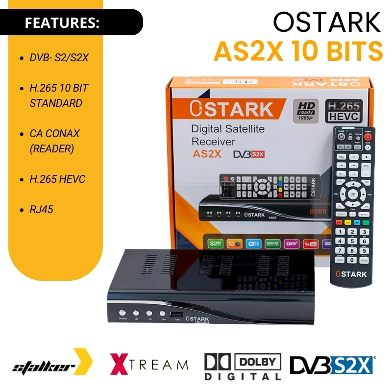 OSTARK AS2X 10 bits hotbird astra Satellite Receiver DVB S S2 S2X 1080P T2MI FHD HEVC Scart WIFI DOLBY XTREAM for france