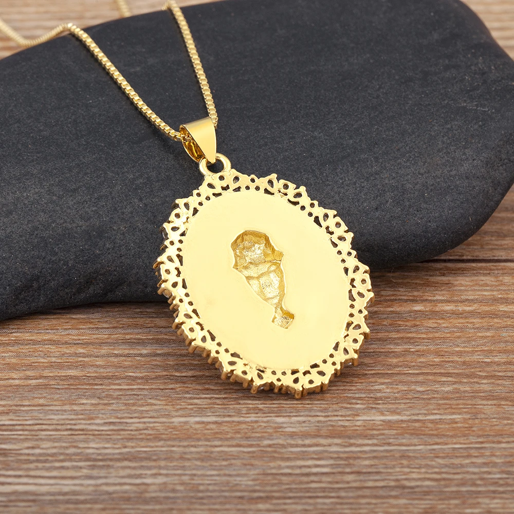 AIBEF French Vintage Portrait Relief Aesthetic Jewelry Greece Pendant Necklace Copper Zirconia Women Men Accessories Party Gift