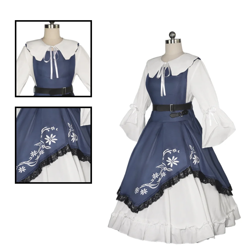 Arknights Bagpipe przebranie na karnawał Arknights strój do odgrywania ról sukienka vintage z rozszerzanymi rękawami damska sukienka Cosplay