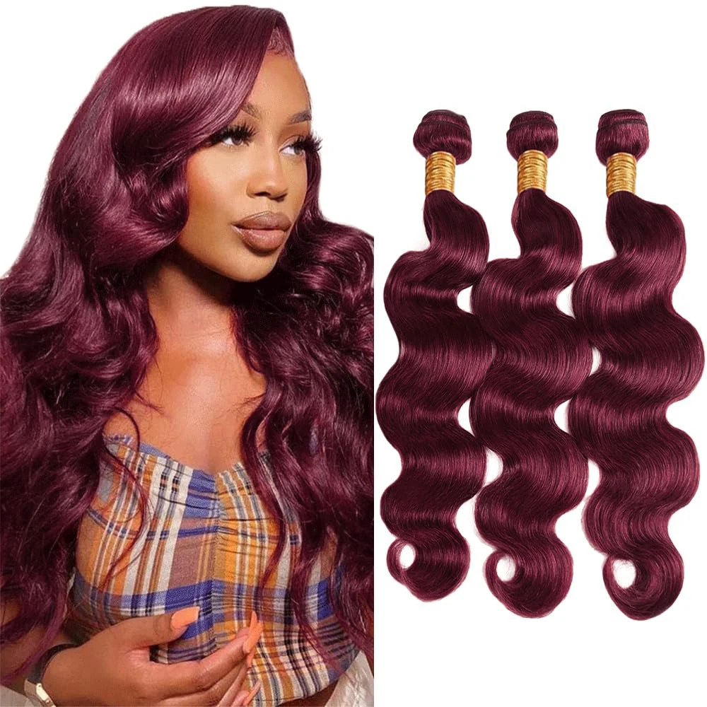 

Наборы натуральных волос 99J Burgundy Body Wave, красные накладные пряди, 1/3 пучка, необработанные волосы 99J Burgundy для женщин