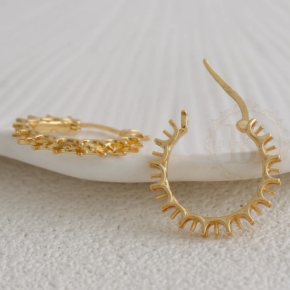 DIY Supply-2 قطعة من عمود القرط النحاسي الصلب مع إعداد ودبوس من الفضة الاسترليني - حلقة 23.5 × 23 مم (4921C-10)