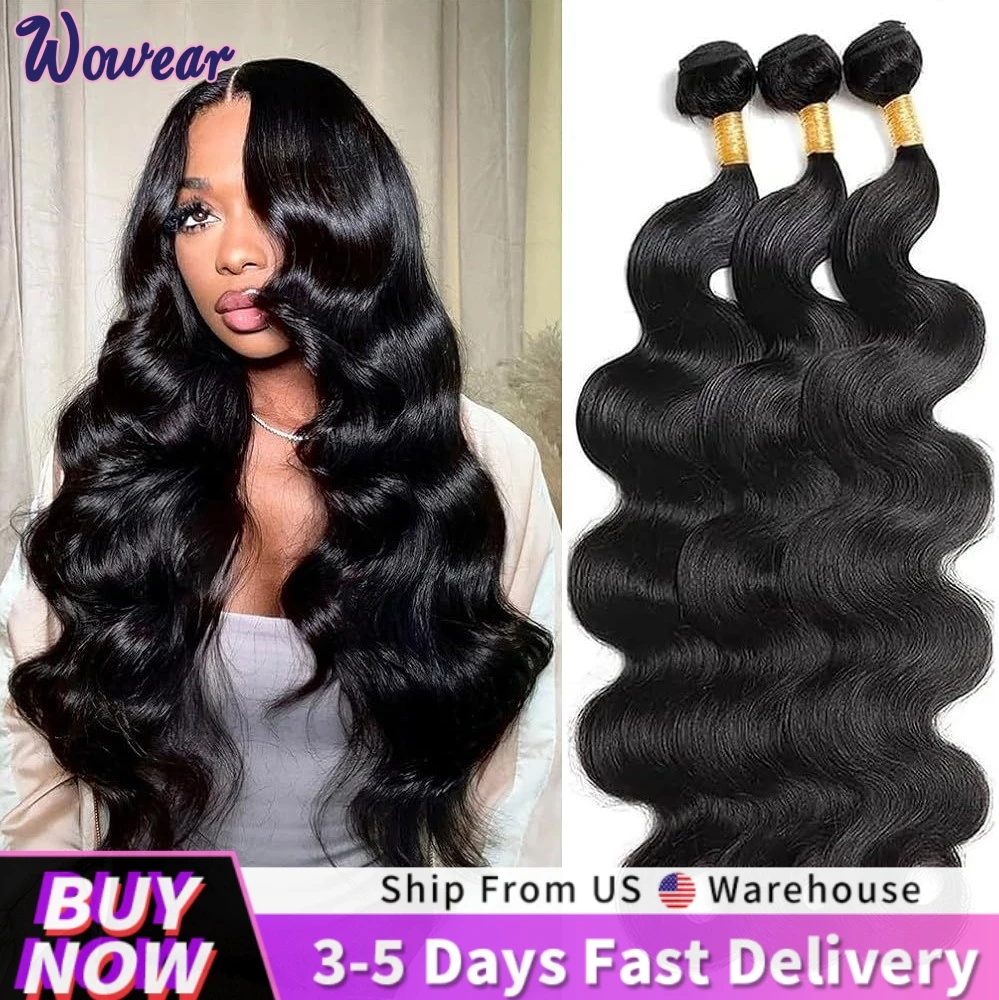 Body Wave Bundles Human Hair Brazilian Weaving Natural Black 3 4 Bundles 20 30 38 Inch Raw Hair Extensions Body Wave Wigs