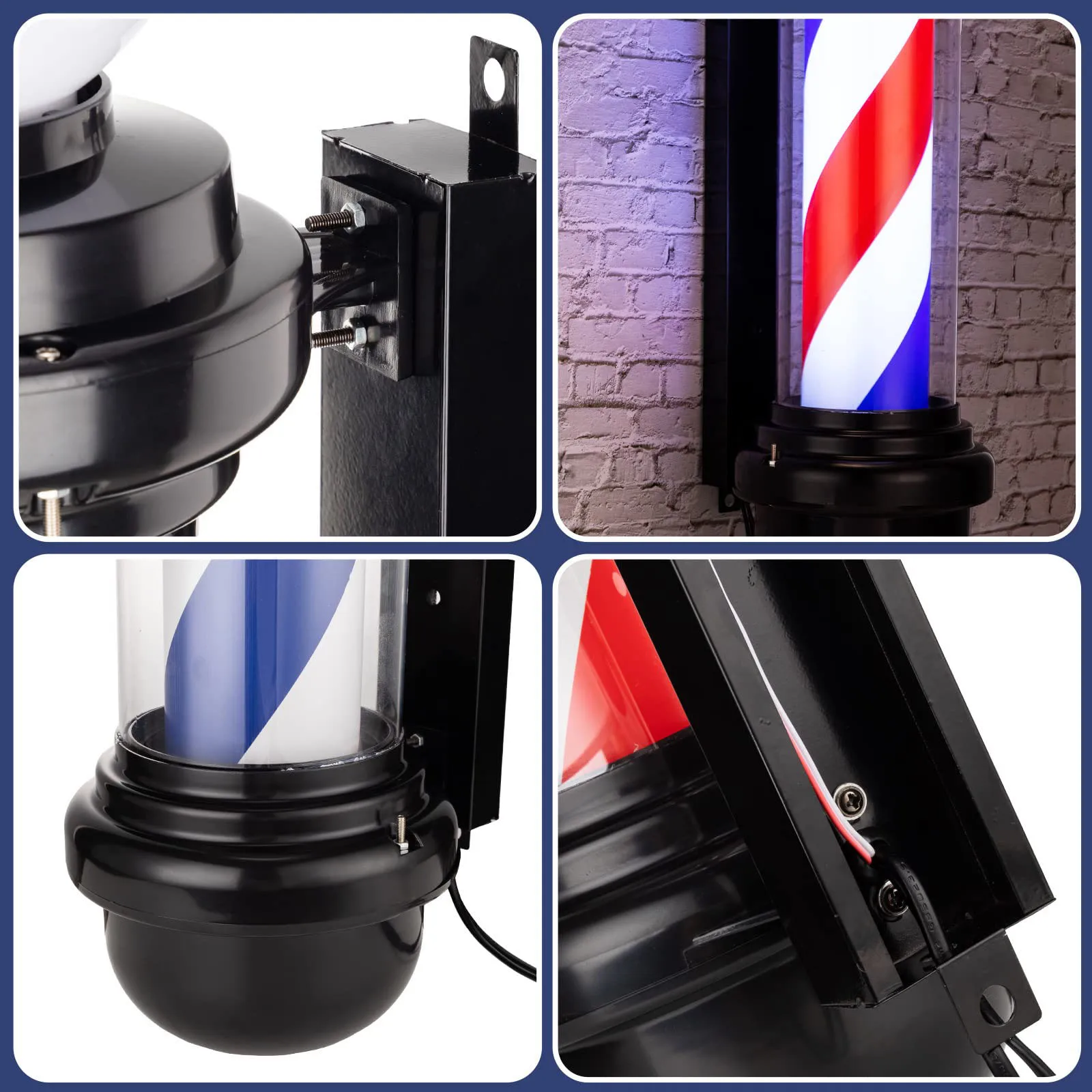 Barber Rotating Rod Light Classic Signs Stripes Pole Light Hairdressing Sign Light for Salon Outside Indoor Barbershop 23.6 inch
