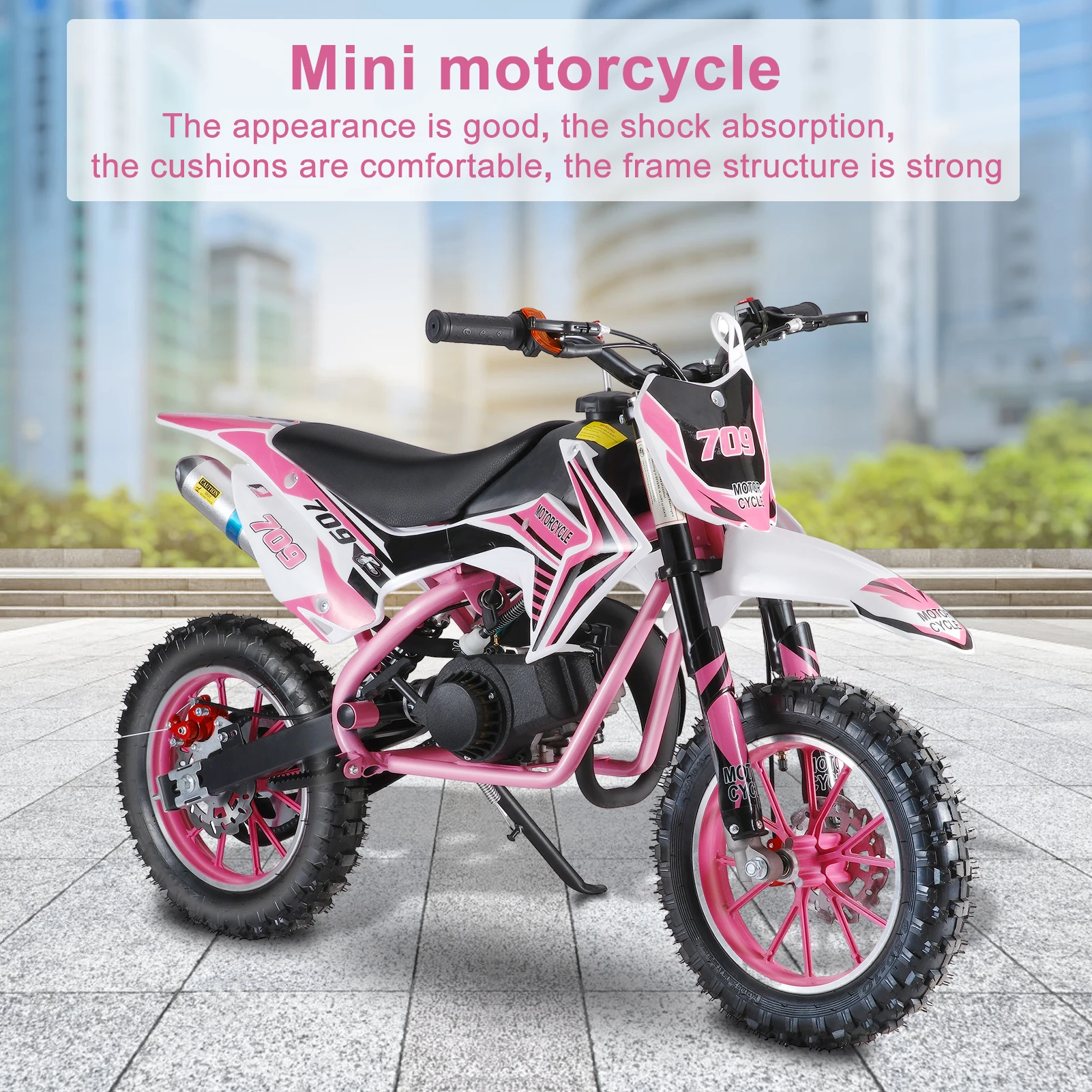 Motor terenowy dla dzieci o pojemności 49 cm3, 2-suwowy motor terenowy gazowy, Mini motor terenowy z zasilaniem gazowym dla dzieci w wieku 6-14 lat, motocykl kieszonkowy Mini motocykl terenowy