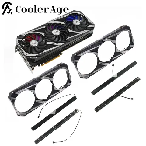 Para ASUS GeForce RTX 3060Ti 3070 3070Ti 3080 3080Ti 3090 RX 6700XT 6750XT 6800 ROG STRIX carcasa de tarjeta gráfica y luz RGB