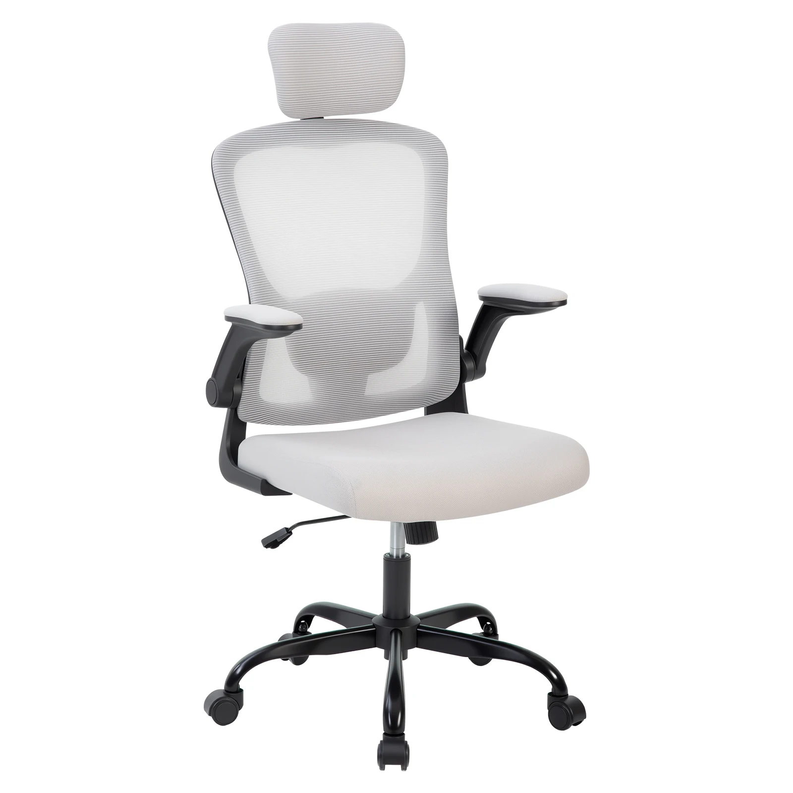 Sedia da ufficio ergonomica in rete con poggiatesta, cuscino spesso 3 pollici, altezza regolabile, braccioli ribaltabili e supporto lombare, sedia da