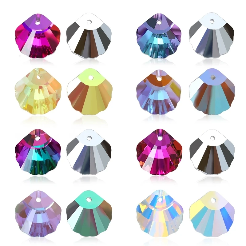 16mm 6723 Shell Pendant Crystal Charms Loose Jewelry Beads Glass Rhinestone Gems for Jewelry Making DIY Necklace Supplies 12Pcs