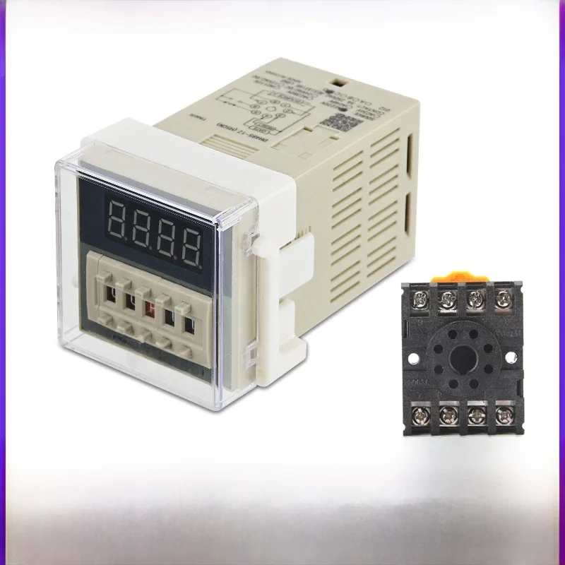DH48S-S cyfrowy Delay przekaźnik czasowy cykl powtarzania SPDT programowalny z podstawką gniazda 0.1s-990h AC 110V 220V DC 12V 24V Din Rail — zdjęcie 2