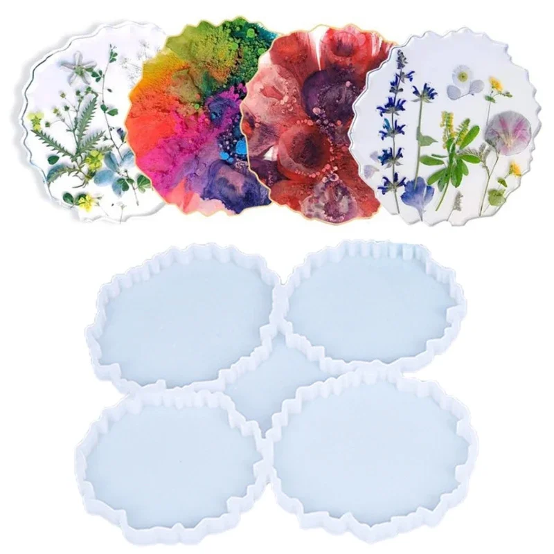 4 w 1 nieregularne Coaster taca żywicy epoksydowej formy plastry agatu mata na kubki uchwyt silikonowe formy DIY Craft dekoracja na biurko... — zdjęcie 2