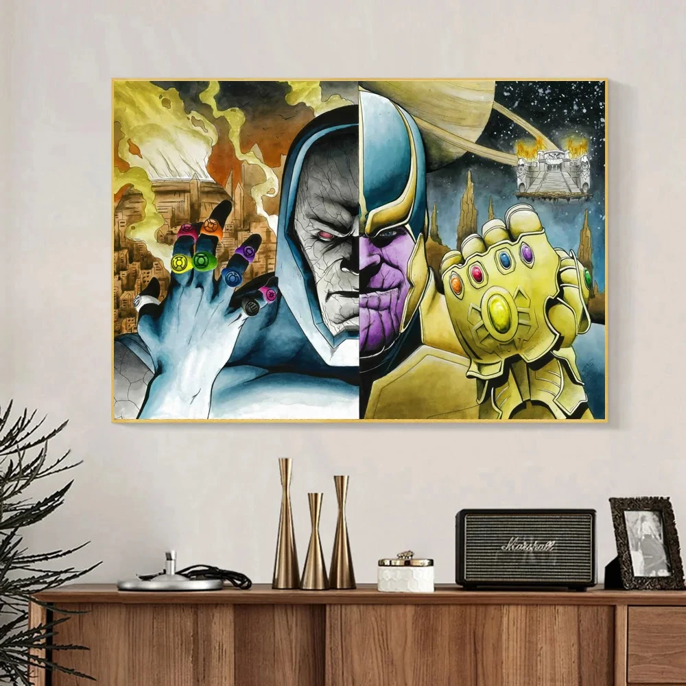 Disney Thanos Fight Darkseid Movie Poster Supervillain Infinity Stones Canvas Art Prints Superhero Wall Painting For Marvel Fans