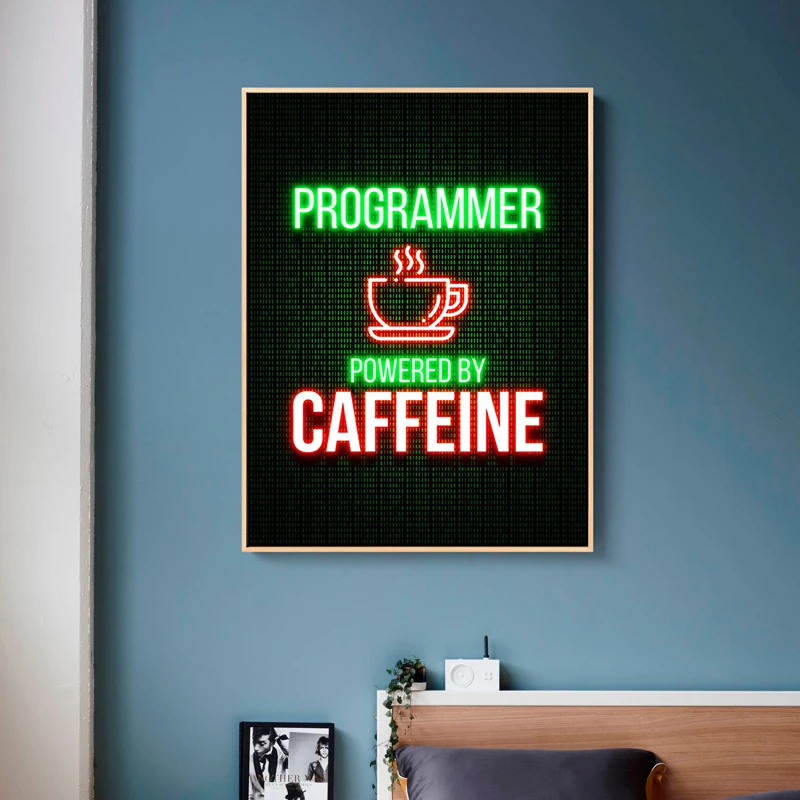 تأثير النيون مضحك مبرمج إقتباس هاكر رمز المشارك طباعة قماش اللوحة الترميز منطقة جدار الفن مكتب غرفة ديكور المنزل لا LED