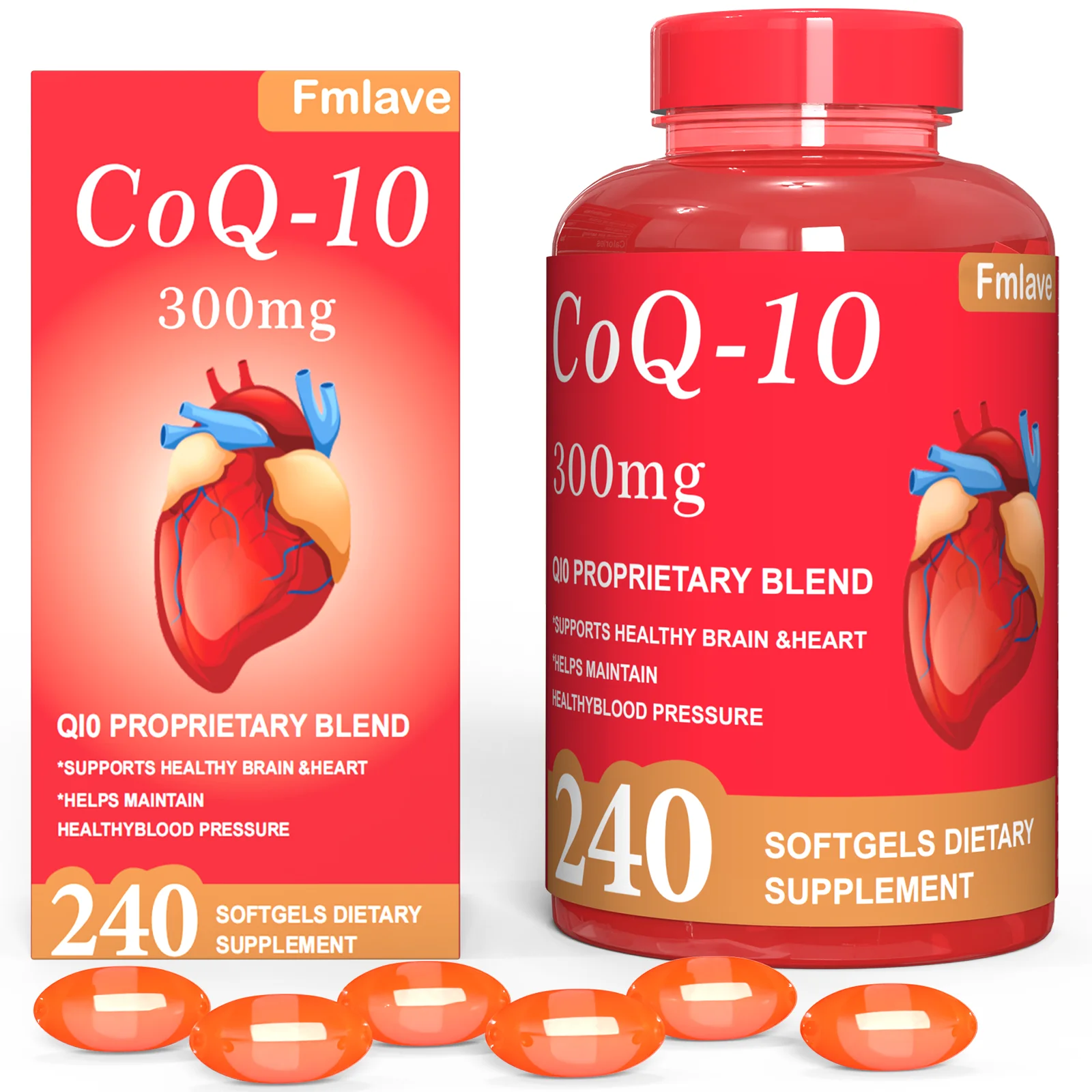 CoQ-10 300mg, 240 Softgels, Heart Health, High Absorption, Antioxidant Support, Gluten-Free, 120g