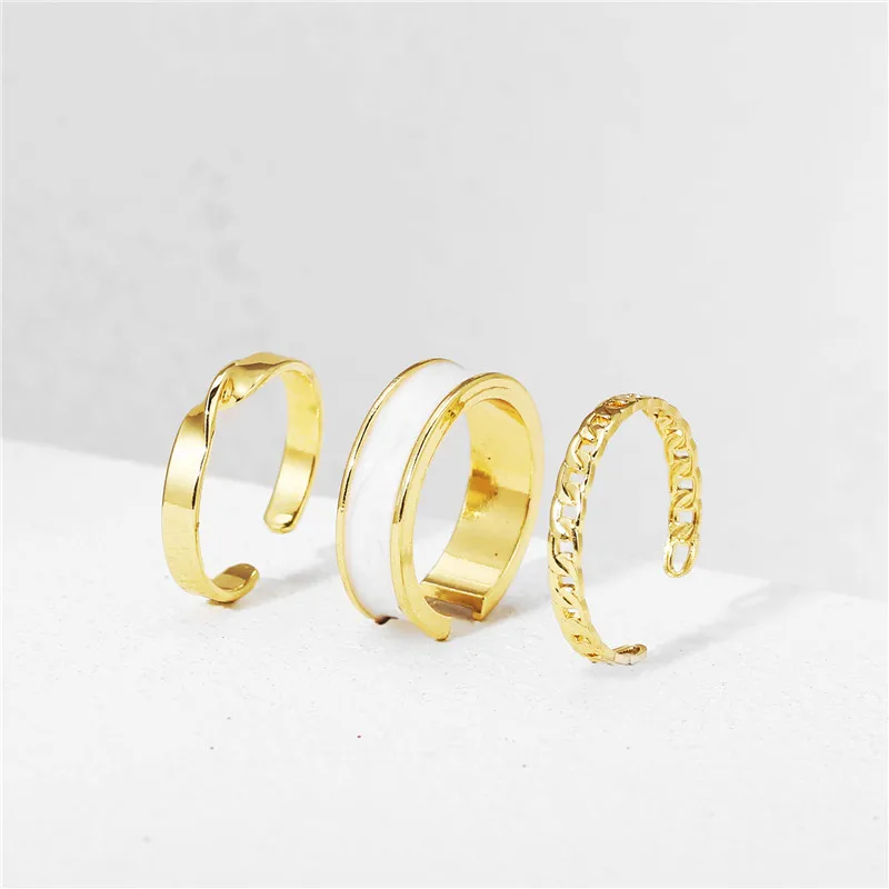 New Fashion Vintage Drop Oil Pearl Opening Rings Set For Women Love Heart  Metal Ring Party Birthday Accessories Jewelry Gifts