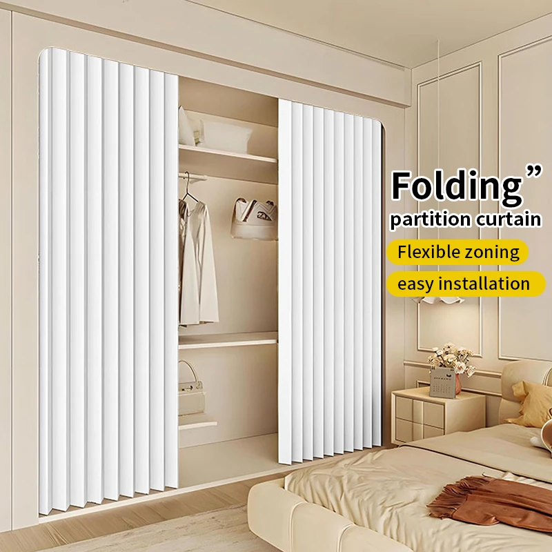 Foldable Magnetic Shower Curtain Waterproof Privacy Shower Divider Curtain for Hotel Dorm Guest Bathroom Decor