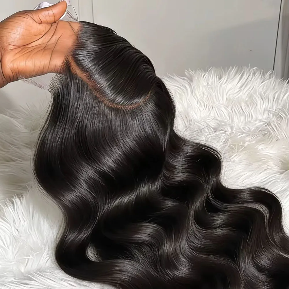 Body Wave 13x6 HD Transparent Lace Front Human Hair Wig 40 Inch Pre Plucked 250 Density 5x5 Glueless Lace Frontal Wigs for Women image 4