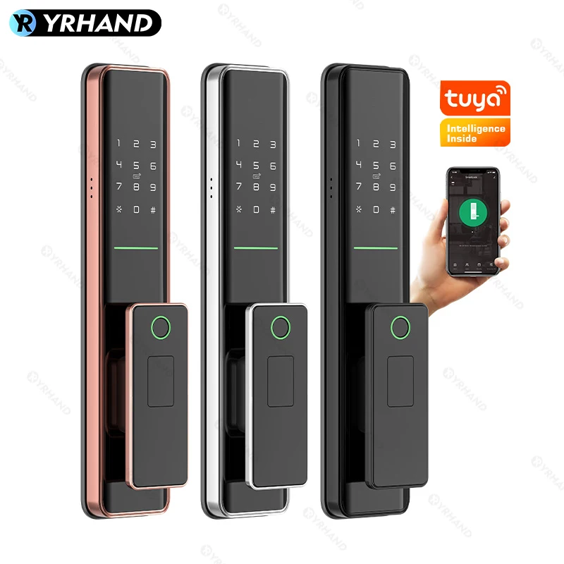 YRHAND A1 Auto-Lock Digital Electronic Ttlock Lock Biometric Fingerprint Tuya Wifi Smart Door Lock Remote for Google home Aleax