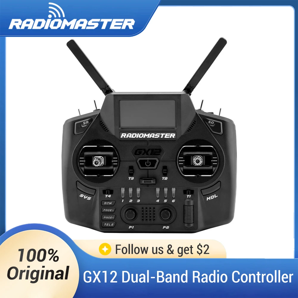 In Stock Radiomaster GX12 ELRS 2.4GHz Sub-G 900MHz Dual Band Antenna FCC M2 CNC Hall Gimbal Gemini XROSSBAND Radio Controller