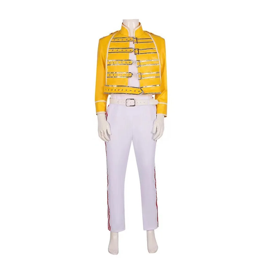 

Freddie Cos Mercury Cosplay Costume Rock Band Roleplaying Men Disguise Clothing Halloween Carnival Suit