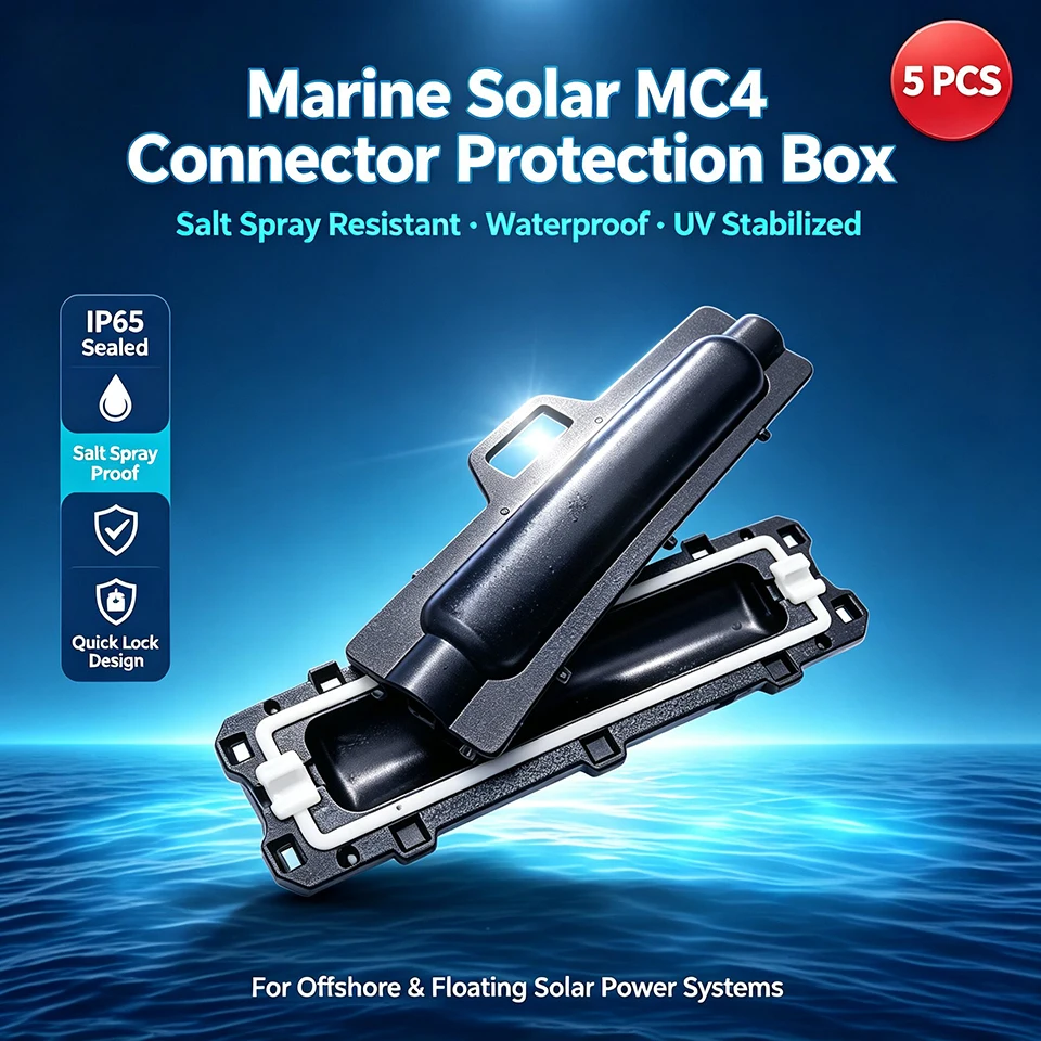 5PCS Marine Solar MC4 Connector Protection Box IP65 Waterproof Salt-Resistant Floating PV Cable Joint Shell Cover