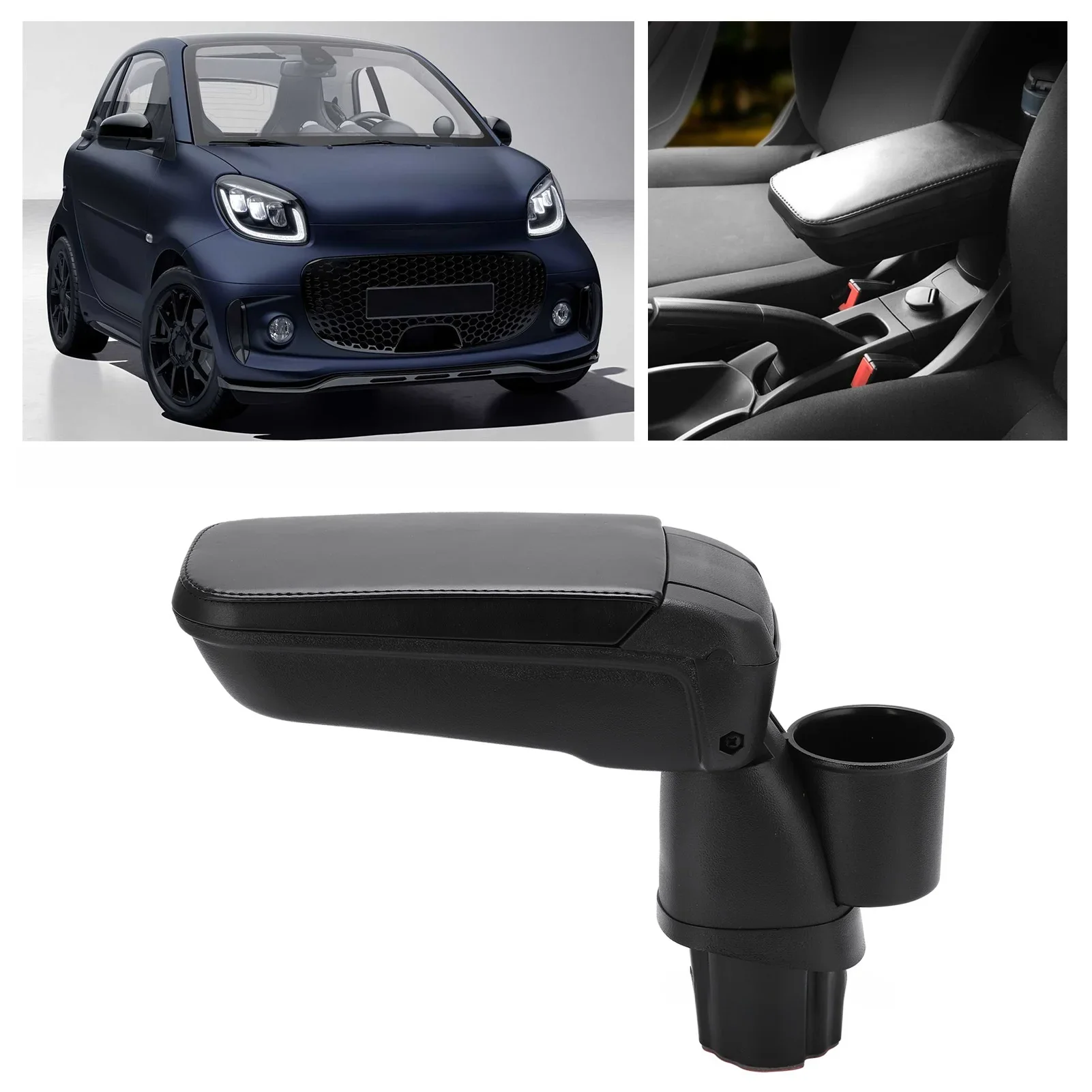 Zentrale Armlehnen box mit Wasser becher halter Ersatz für Mercedes Smart Fortwo Forfour 453 15-19 Auto tassen ständer Wasser becher halter