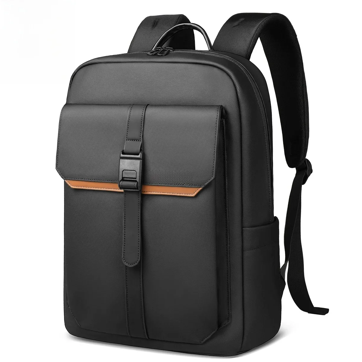 HK Stilvoller Business-Rucksack für Herren, wasserdichter 15,6-Zoll-Laptop-Rucksack mit Klappe, mehrere Taschen, lässiger Tagesrucksack für die Arbeit, Schule