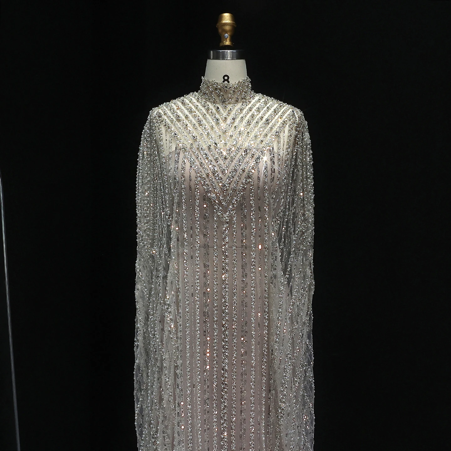 Sharon Said Glamouröser Dubai-Kaftan Abaya Abendkleid 2026 Elegante Hochzeits- und Festliche Party-Robe mit Cape SS691 Maßanfertigung – Detail 7