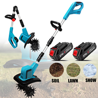 Brushless Electric Tiller Cultivator Multi-purpose Garden Tiller Lawn Mower Rototiller Soil Loosening Tool for Makita21V Battery